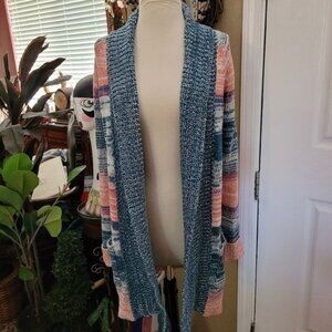 Sundance Anthropologie Long Knit Cardigan Duster Striped XS No Belt